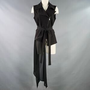 LA HAINE Size M Black Polyester Blend Mixed Fabrics Zip Up Vest